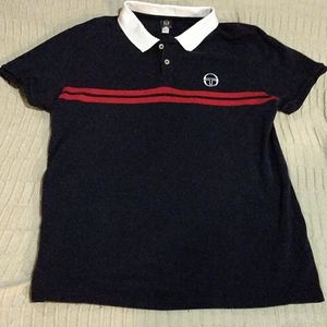 Sergio Tacchini Striped Navy Polo Shirt